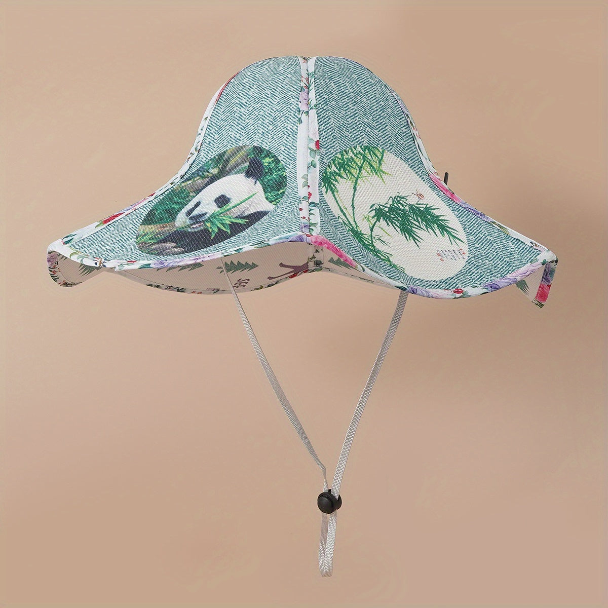 Panda Print Sun Hat Foldable Wide Brim Straw Hat