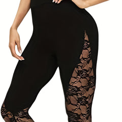 Solid Lace Skinny Leggings Casual Every Stretchy Leggings