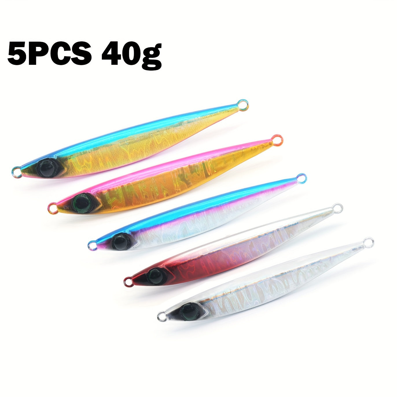 5PCS Deep Sea Fishing Iron Plate Bait Lure Luminous Reflective