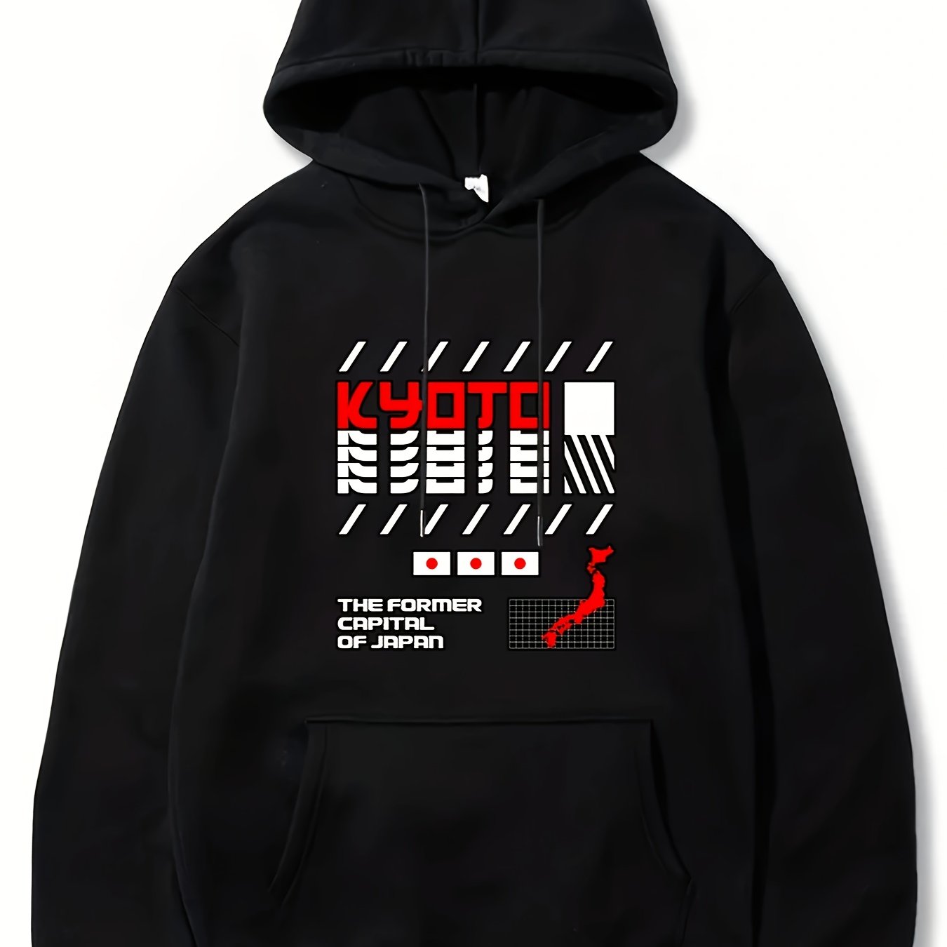 Japan Flag Print Men's Hooded Sweatshirt for Autumn Winter