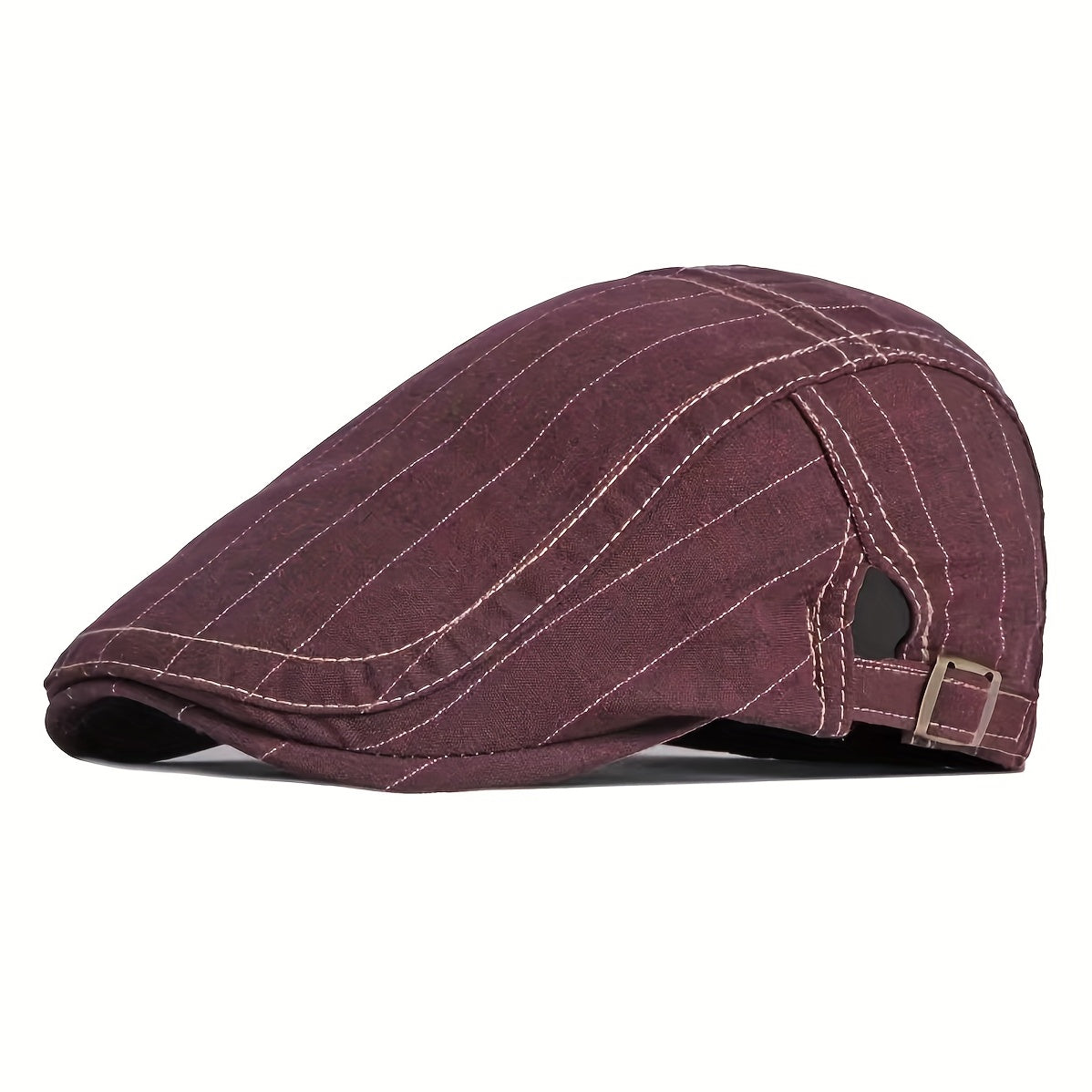 Classic Stripe Flat Cap Adjustable Unisex Beret Hat for Spring and Summer