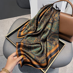Silk Printed Square Scarf Women's Head Scarf Multifunctional Accessory