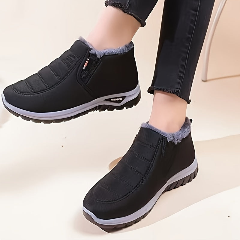 Women's Faux Fur Winter Snow Boots Anti slip Comfy Slip on Shoes