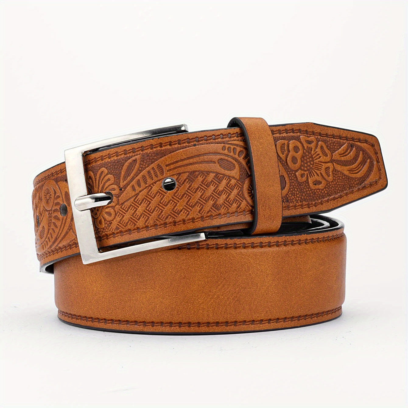 Alloy Buckle PU Striped Belt for Men