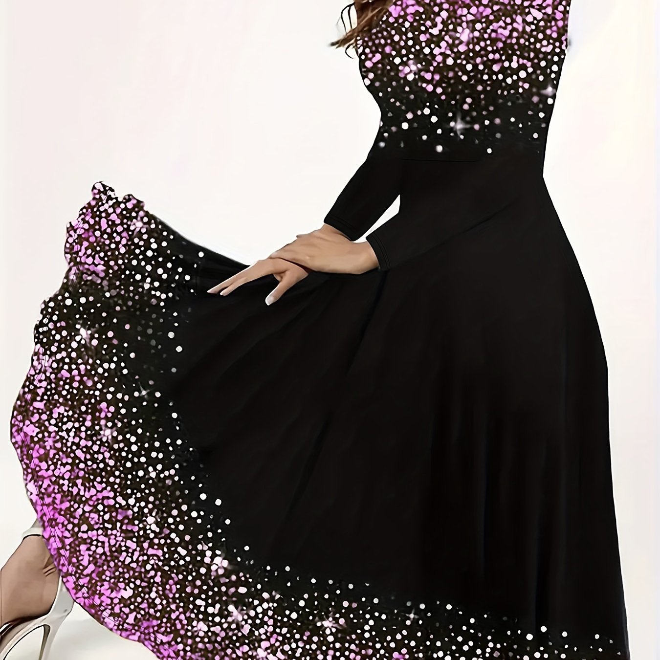 Women's Plus Glitter Dot Print Maxi Dress