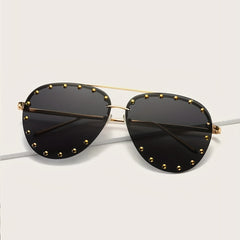 Men's Aviator Studded Metal Sunglasses