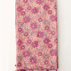 Pink Flower Print Tassel Scarf Boho Shawl Casual Hijab Head Wrap Women