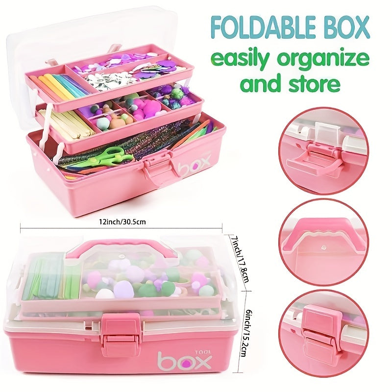 Plastic 3 Layer Storage Box Toolbox Handle Multi-purpose Finishing Case