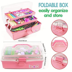 Plastic 3 Layer Storage Box Toolbox Handle Multi-purpose Finishing Case