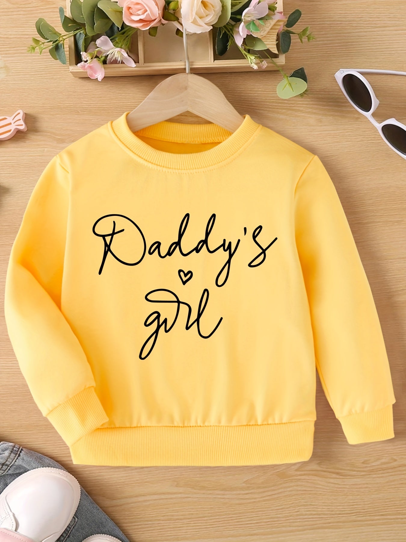 DADDY'S GIRL Letter Print Girls Casual Pullover Sweatshirt