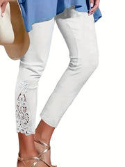 Floral Pattern Cutout Skinny Crop Leggings