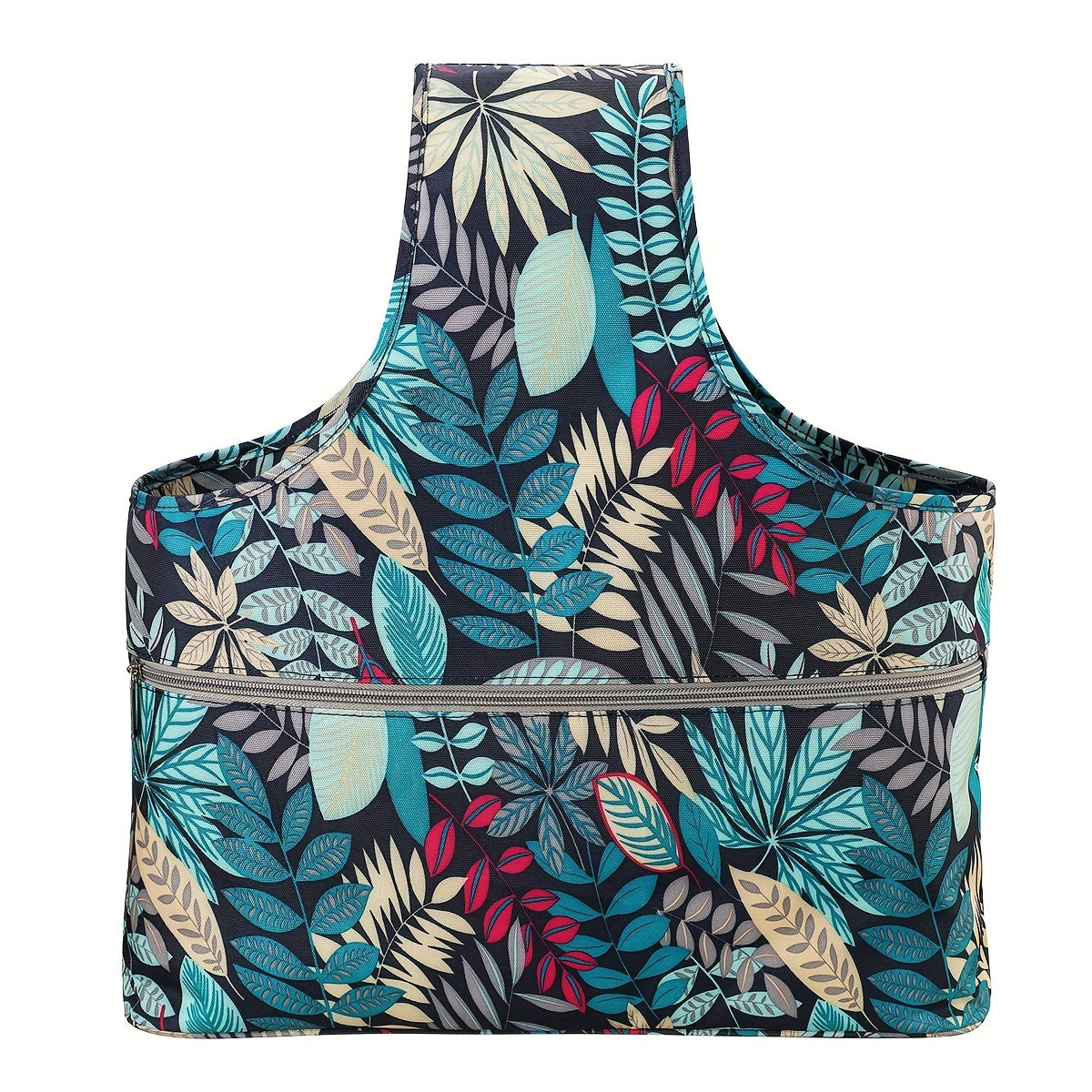 Waterproof Yarn Storage Bag Large Capacity Knitting Tote Leaves Pattern