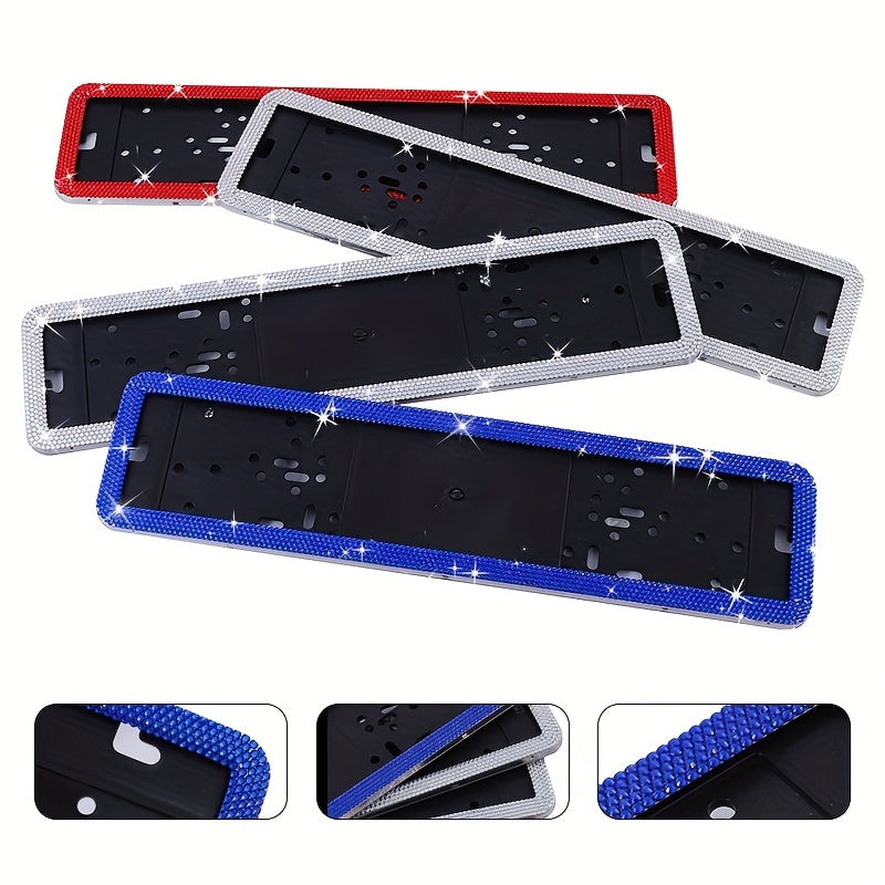 European Standard Plate Frame Stainless Steel Glass Rhinestones Point Drill