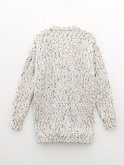 Colorful Dot Open Front Pocket Cardigan Long Sleeve Sweater for Fall & Winter