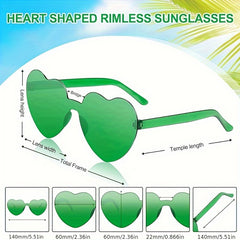 2pcs Frameless Heart Shaped Sunglasses for Parties