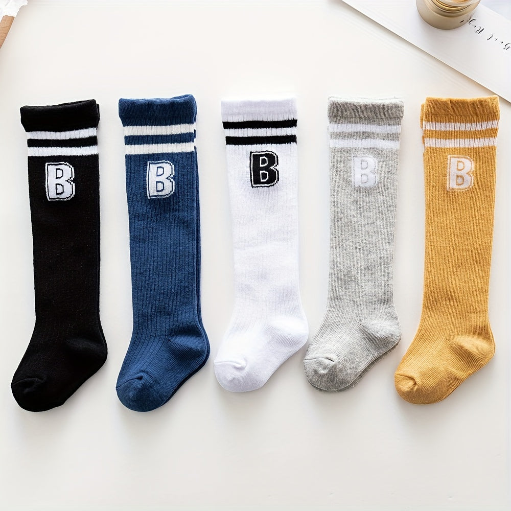 3 Pairs Boys Baby Letter Stripes Thigh High Socks