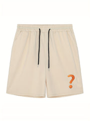 Men's Mark Print Workout Shorts Active Stretch Breathable Drawstring Sports Shor