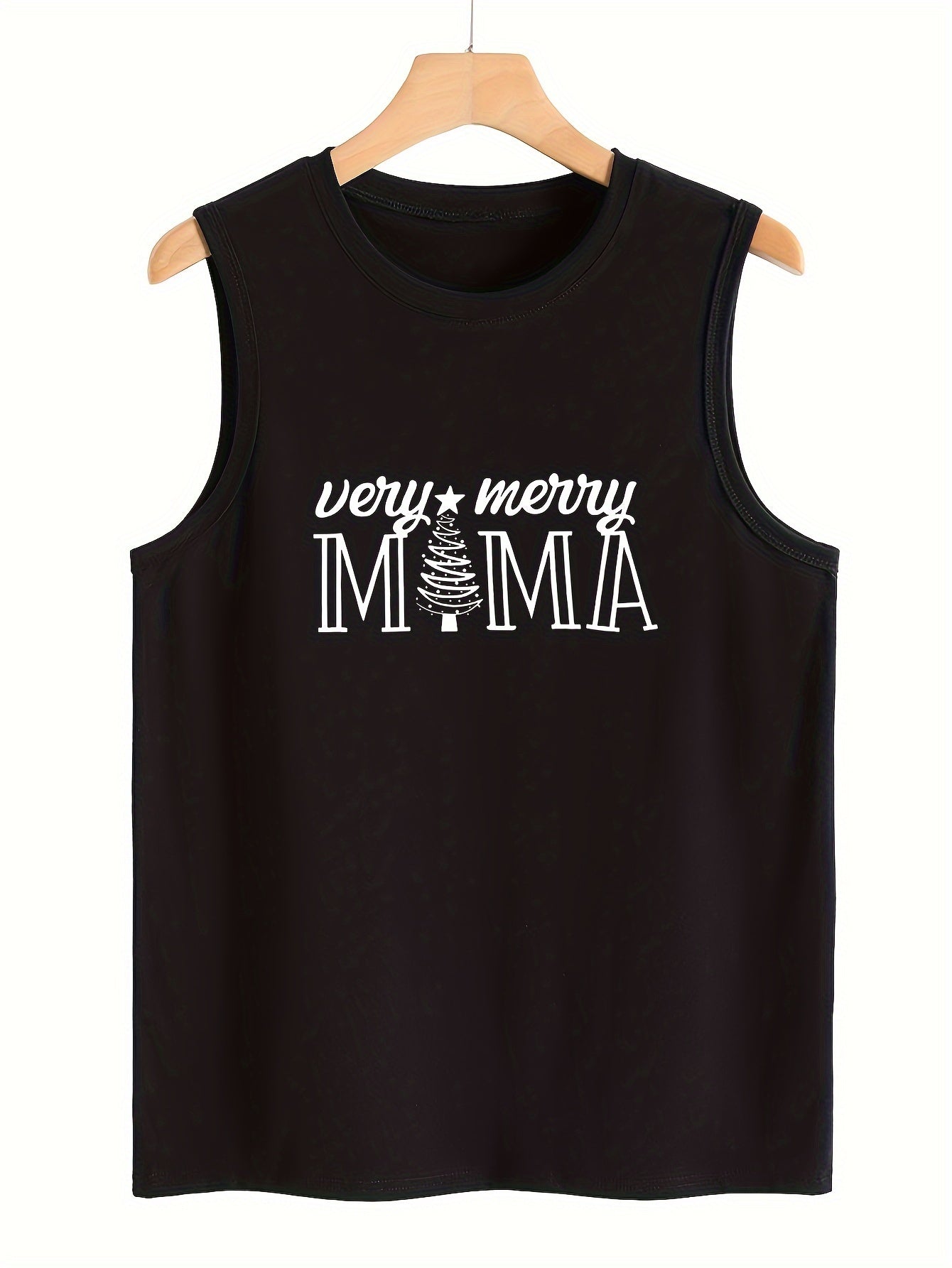Christmas Tree & Letter Pattern Stretchy Sports Vest
