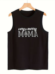 Christmas Tree & Letter Pattern Stretchy Sports Vest