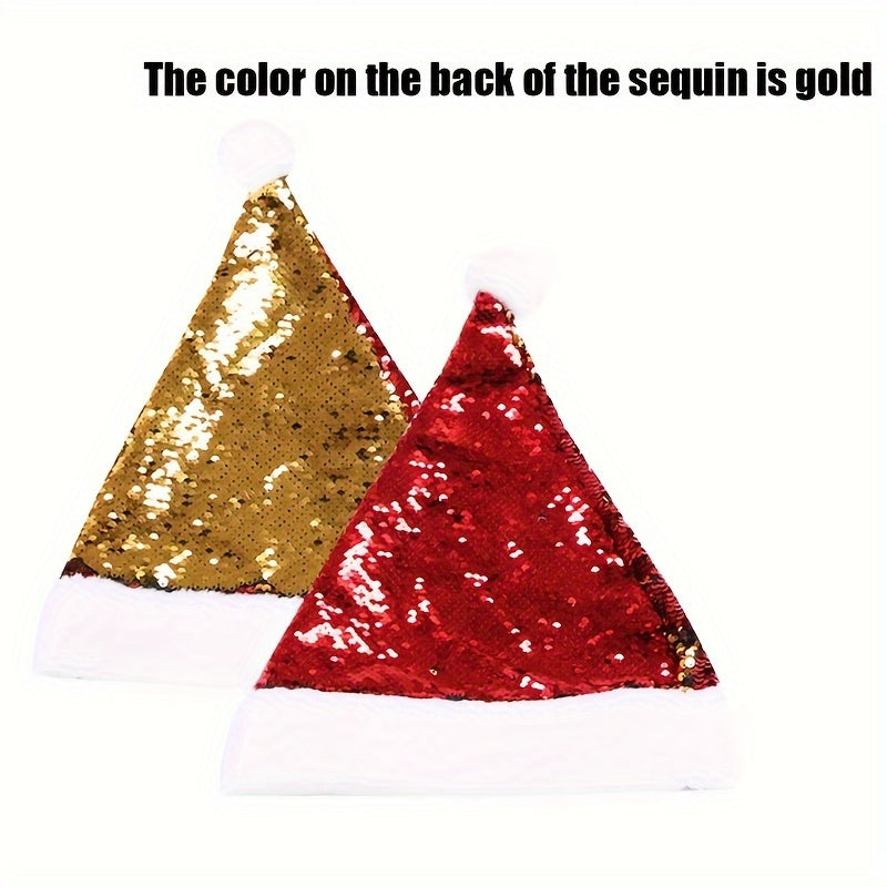 Reversible Sequin Santa Hats Glitter Sparkle Flip Up Sequin Hats