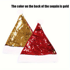 Reversible Sequin Santa Hats Glitter Sparkle Flip Up Sequin Hats
