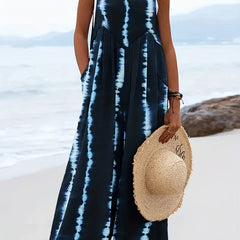 Tie Dye Wide Leg Jumpsuit With Pockets