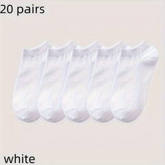 Breathable Low Cut Ankle Socks for Men and Women - 20 Pairs