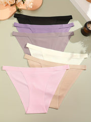 6pcs Seamless Solid Briefs Comfy & Breathable Underwear Women's Lingerie