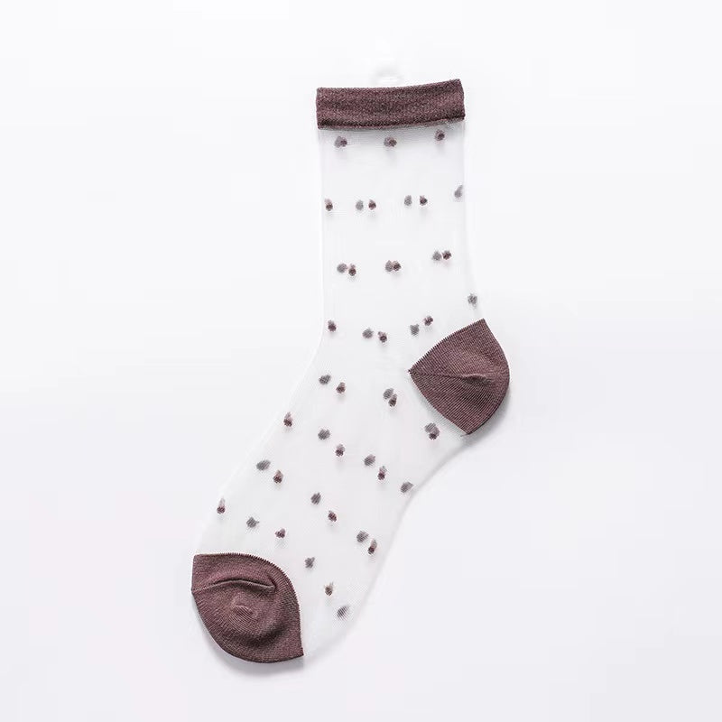 Semi Sheer Polka Dots Socks Women's Stockings & Hosiery