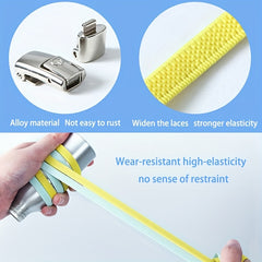 Metal Switch Shoelaces - No Tie Elastic Wide Laces