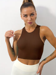 4pcs Solid Sleeveless Tank Top Ribbed Crew Neck Casual Sports Women's Tops