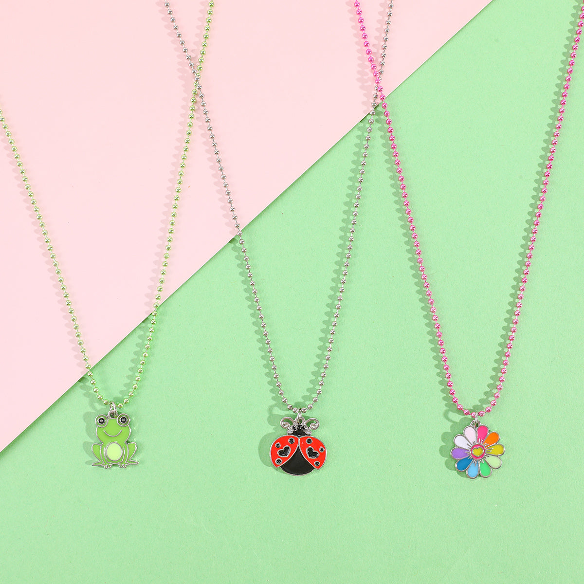 Children's Frog Ladybug Daisy Necklace Chain Jewelry