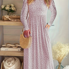 Leopard Print Round Neck Maxi Dress