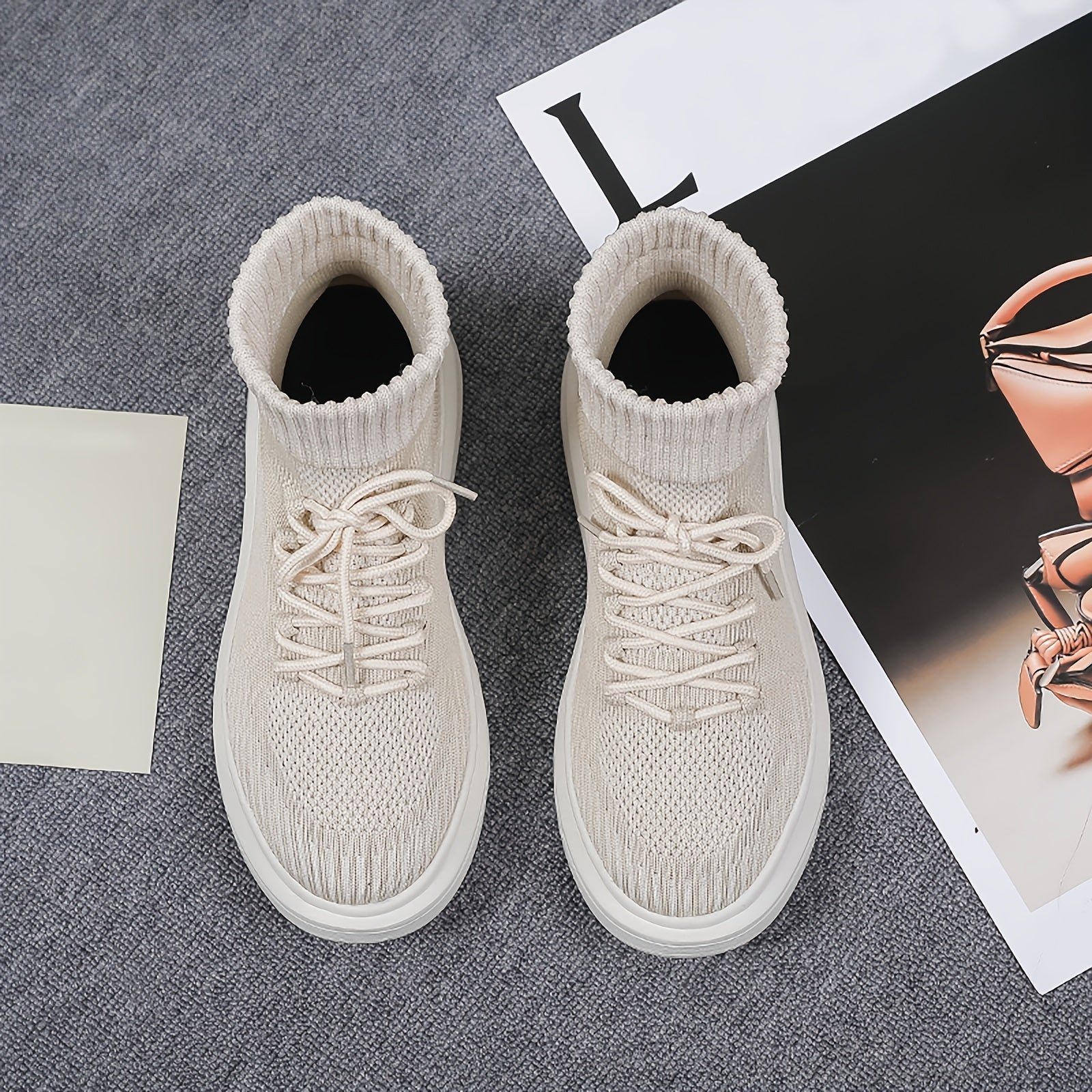 Men's Ankle Top Knitted Skate Shoes Wear resistant Non Slip Casual Shoes