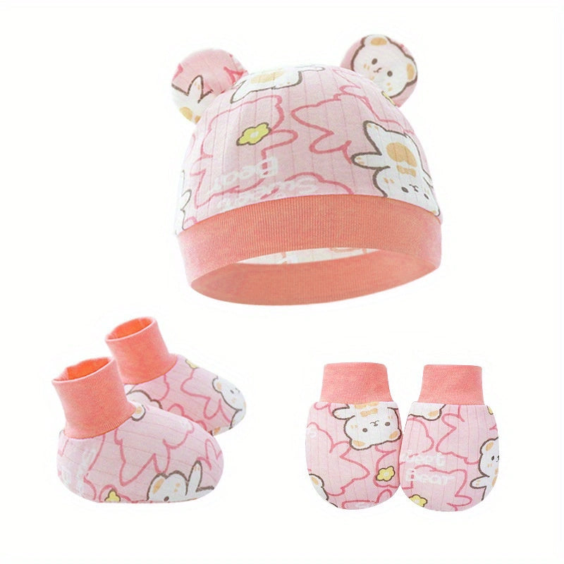 Cute Cartoon Ears Hat Mittens & Socks Set for Baby