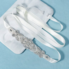 Rhinestone Bridal Belt Wedding Dress Waist Chain Sash Faux Pearl Beaded Belt