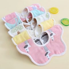 Baby Petal Bib Cotton Gauze 360 Rotation 6-layer Washable Cartoon Bib