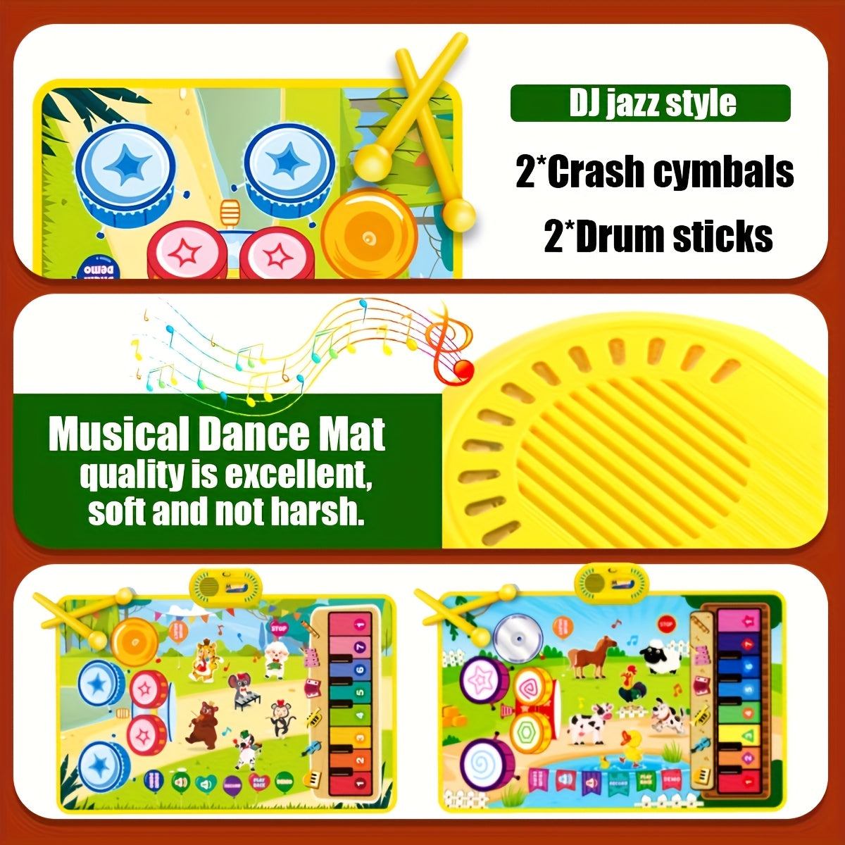Musical Toys Piano Mat & Drum Set Music Floor Play Mat Educational Birthday Toys