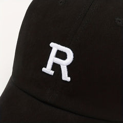 Meromibe Men's Outdoor R Letter Embroidered Baseball Cap for Outdoor Activities