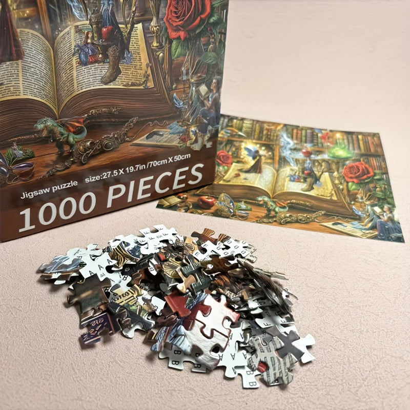 1000pcs Enchanted Library Jigsaw Puzzle Magical Creatures 28x20 Inch
