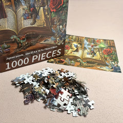 1000pcs Enchanted Library Jigsaw Puzzle Magical Creatures 28x20 Inch