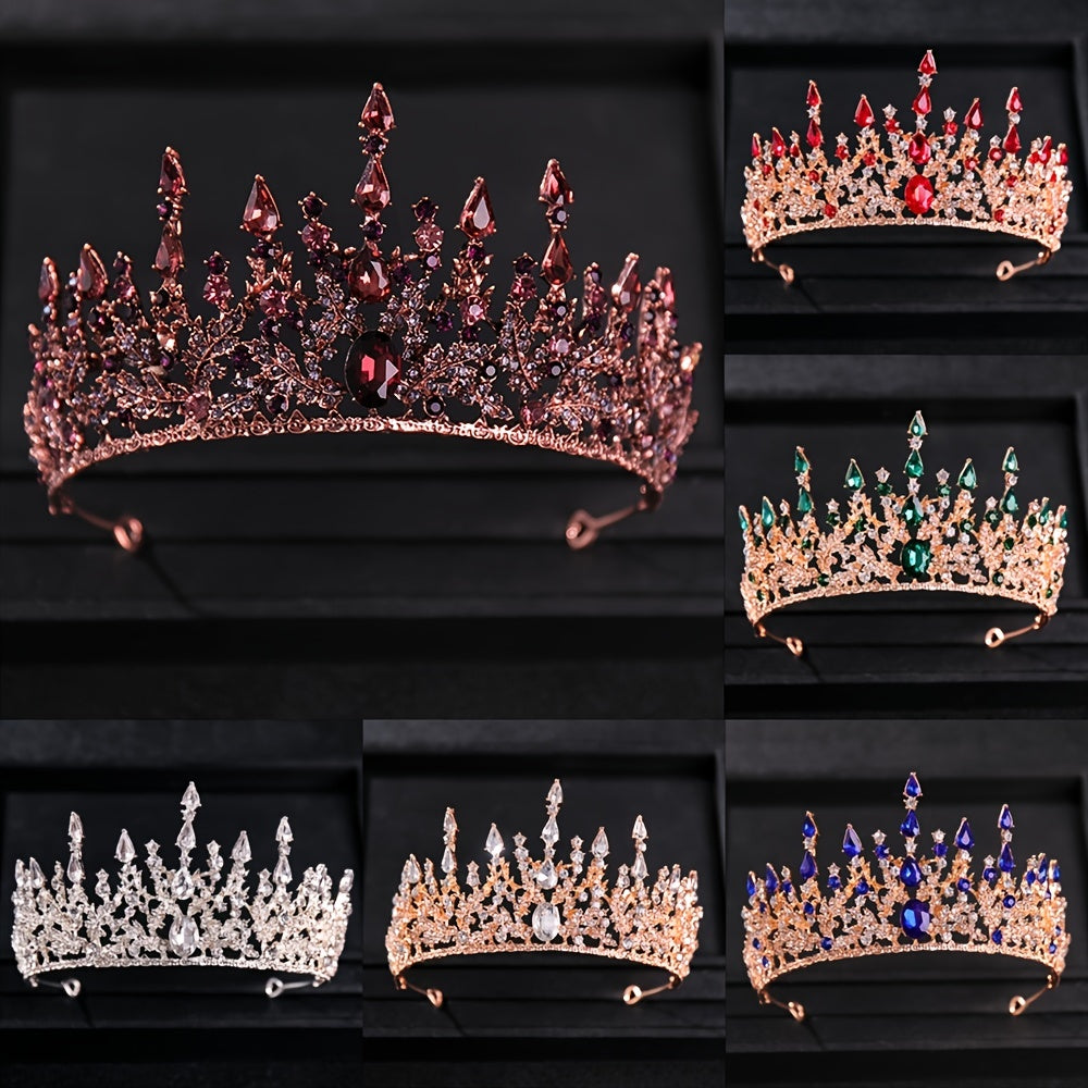 Purple Vintage Rhinestone Bridal Crown Tiara Wedding Headpiece