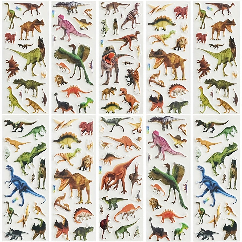8pcs Cartoon Dinosaur Series Stickers, Waterproof, Boys Toy Gift