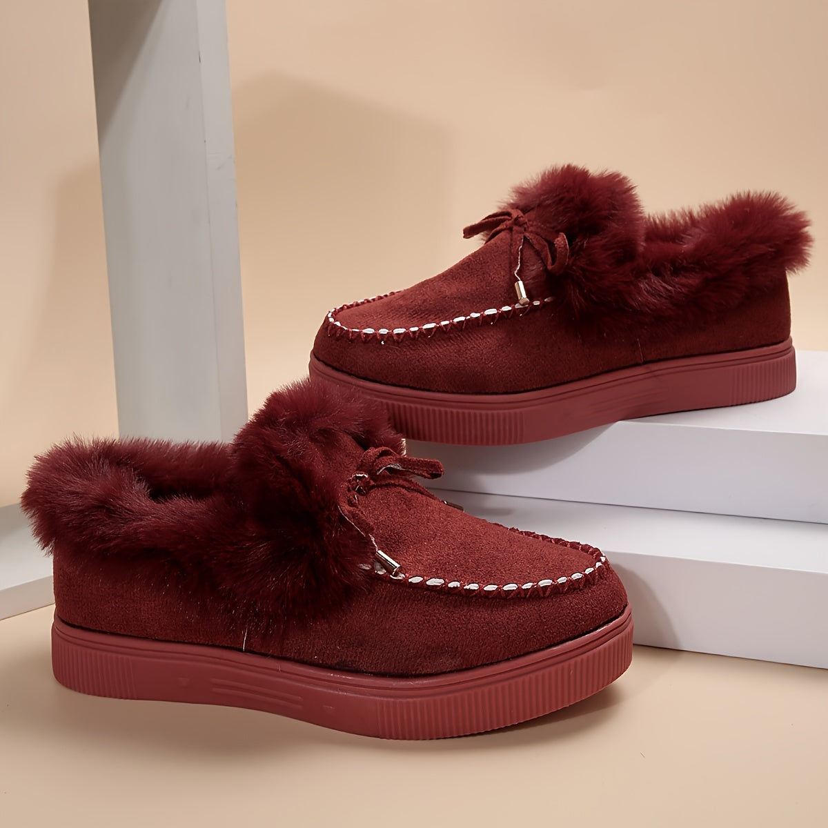 Plush Lined Furry Flat Skate Shoes