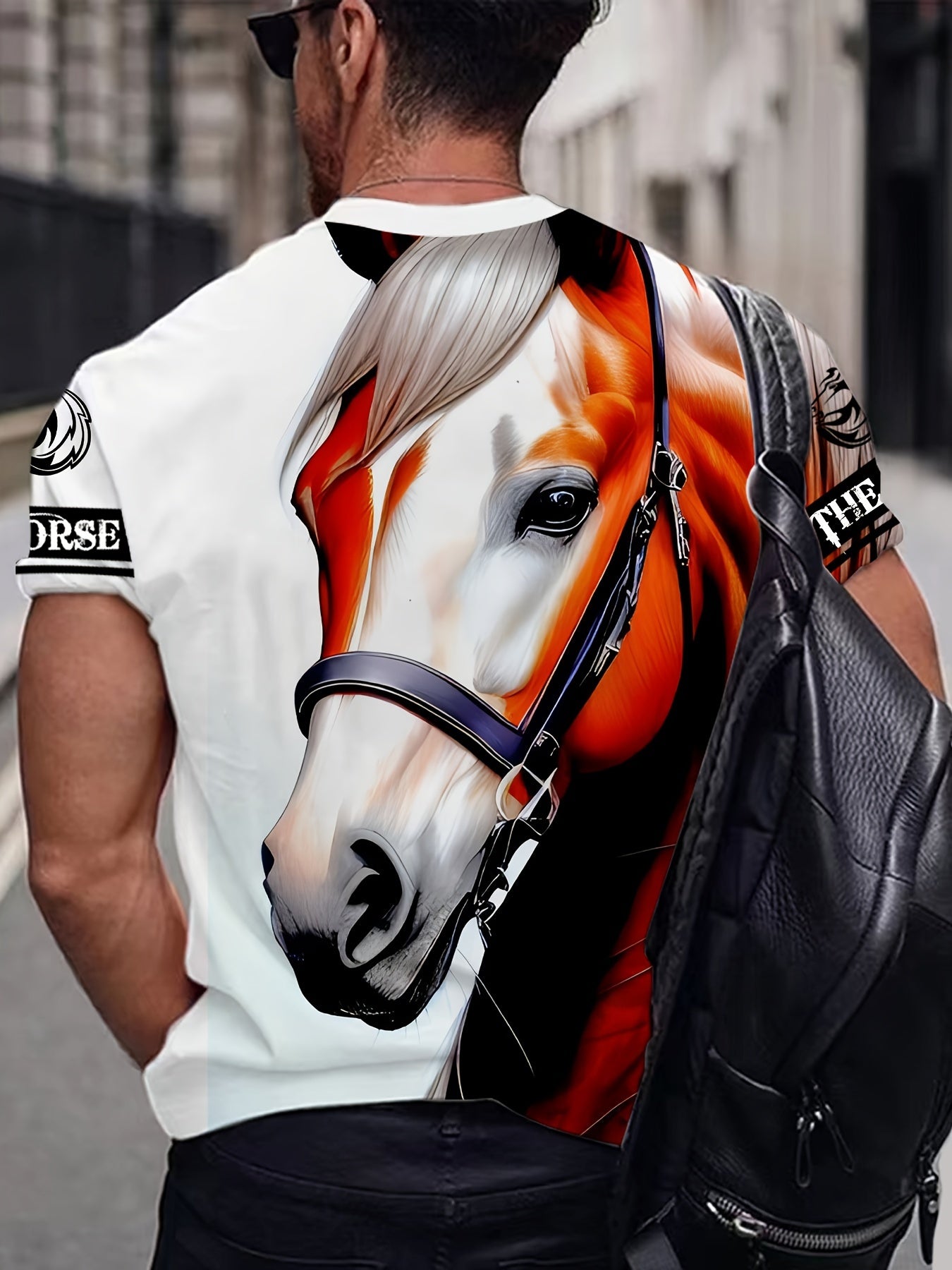 Horse 3D Pattern Print Men's Short Sleeve Comfy T-shirt Graphic Tee