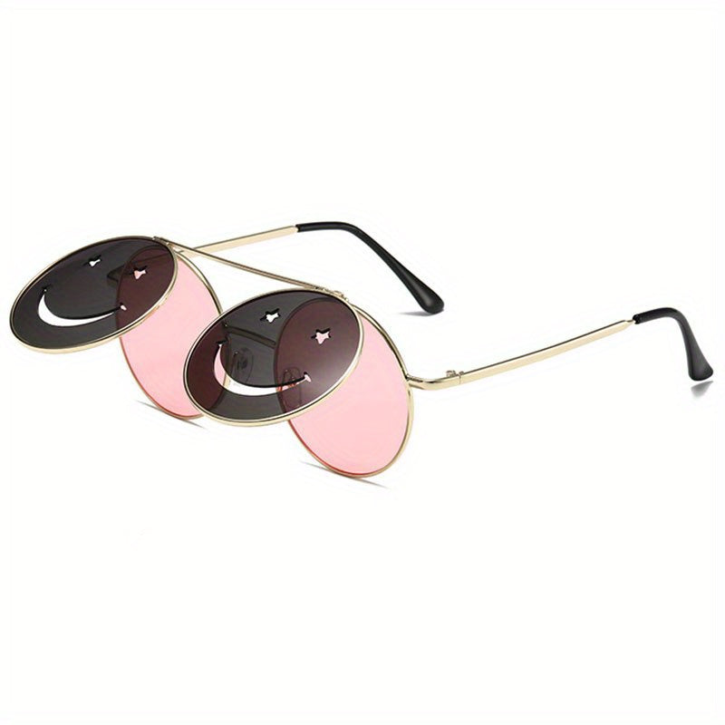 Retro Smile Face Sun Protection Sunglasses for Boys Girls Teens
