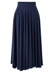 High Waist Pleated Skirt Casual Solid Women's Clothing