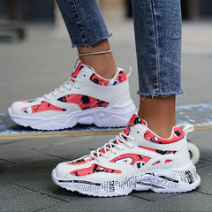 Graffiti Graphic Chunky Sneakers Soft Sole Lightweight Running Shoes