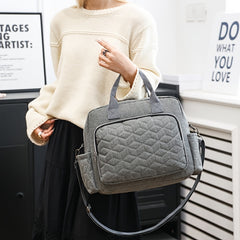 Stylish Grey Argyle Embroidered Mommy Bag