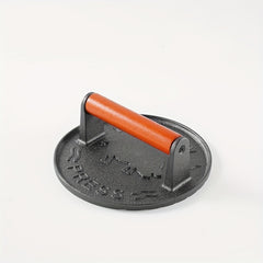 Cast Iron Grill Press with Wooden Handle